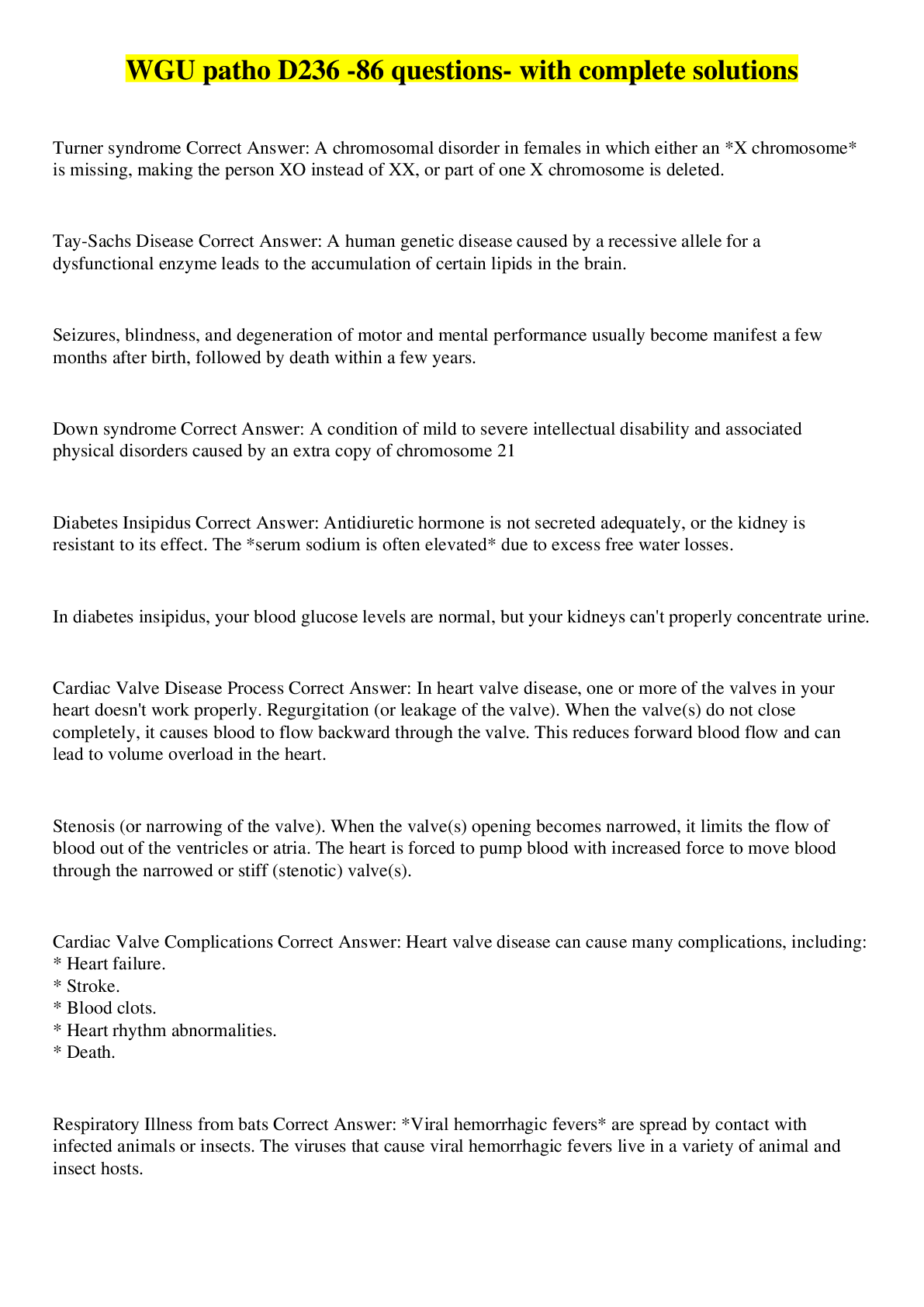 Preview image for WGU patho D236 exam 2022/2023 with 100% correct answers